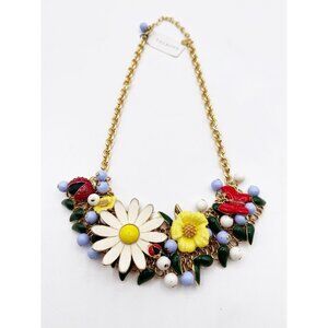 NWT Talbots Spring Garden Bib Statement Necklace Flowers Lady Bug Butterfly
